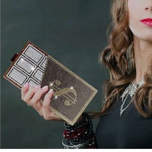 *WORN ONCE**Diamond Chocolate Money Purses and Rhinestone Clutch Bag